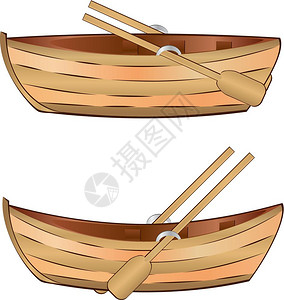 加勒比海盗悬赏令旧木船白色底有桨的旧木船插画