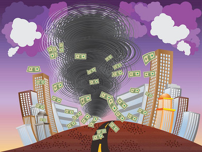 坠落深渊金融龙卷风抽象的金融危机作为大龙卷风背景的例证设计图片