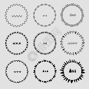 用于装饰的圆框矢量组手工制作的矢量说明图片