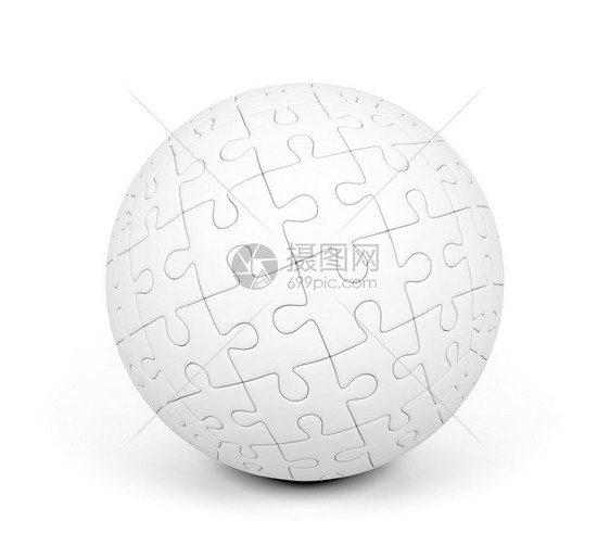 白色背景上的球形拼图3D映射图片