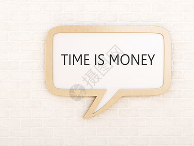 3d插图配有时间的演讲泡沫是货币对砖墙商业融资概念图片