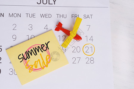 夏季日历时间表玩具飞机旅行背景图片