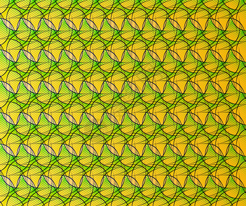 带有正弦线的黄绿色调中抽象梯度图案背景