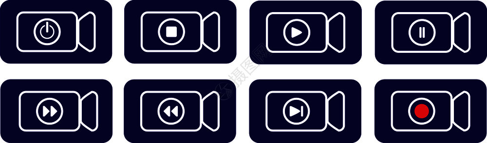 显示视频设备功能的矩形蓝色按钮图片