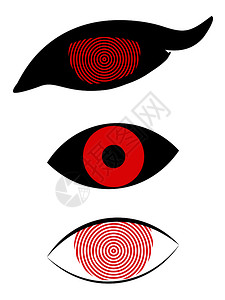 恶魔之眼一个怪物的简单平面眼抽象的插图插画