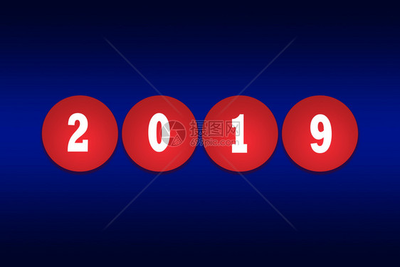 红色圆数字代表蓝色梯度背景上新的2019年图片