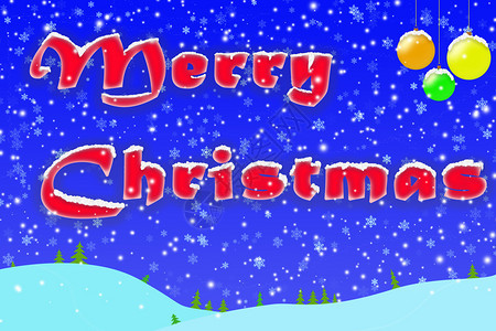 冬季圣诞节以蓝背景与雪和圣诞节球的问候图片