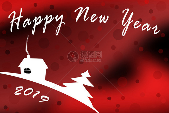 新年2019快乐的问候模板红色背景图片