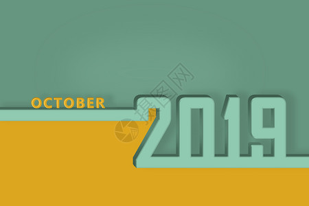 日历页面演示文稿或祝贺的模板十月2019背景图片