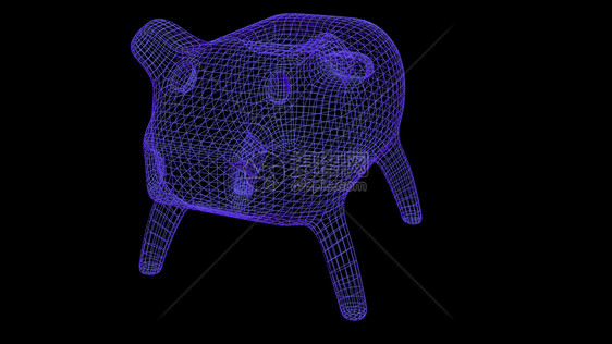 pig银行有线框架聚体网格3d显示黑背景插图图片