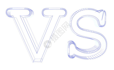 3D电线框架使插图在白色背景与字母之间分离图片