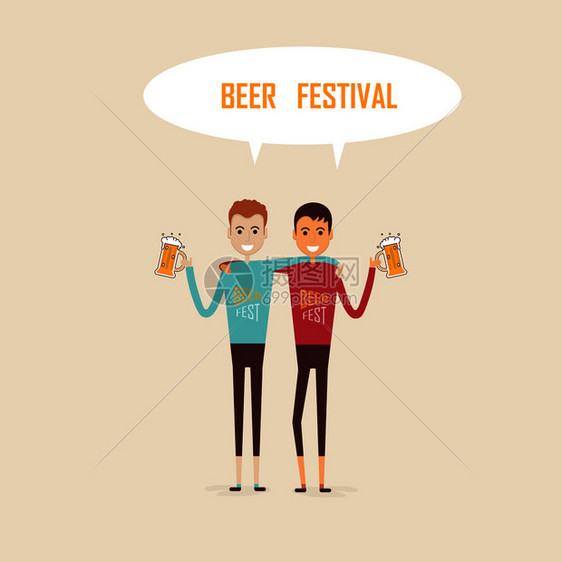 举办啤酒杯庆祝派对节日快乐的好朋友聚会快乐的情侣偶像啤酒杯友好的拥抱爱概念啤酒节victor插图图片