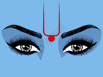 印地安神krishna的眼睛蓝色皮肤插图图片