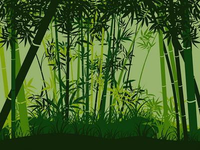 竹子风景插画_竹子风景卡通_竹子风景插图_手绘_板绘_摄图网