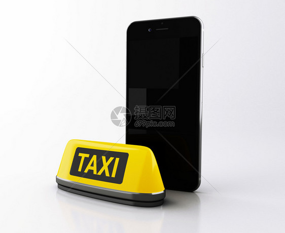 3d说明智能手机申请在线出租车服务应用程序交通概念图片