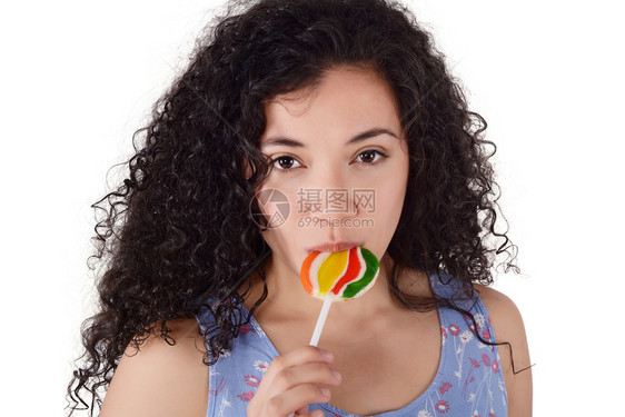 女人吃棒棒糖图片