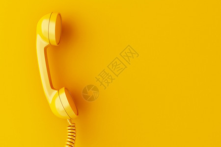 3d示例古老的手机在黄色背景上重复图片