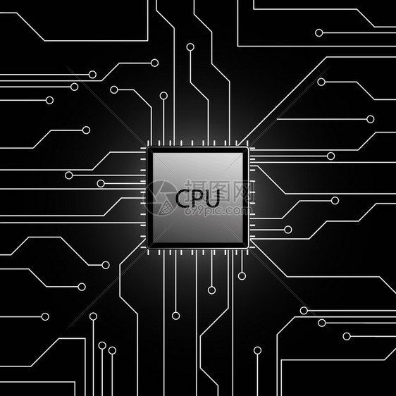 c微处理器芯片电路板矢量说明cpu微处理器电路板图片