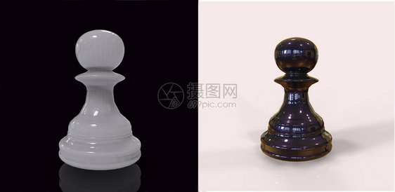 3d使黑白象棋块分离在黑背景上使白象棋块分离在背景上图片