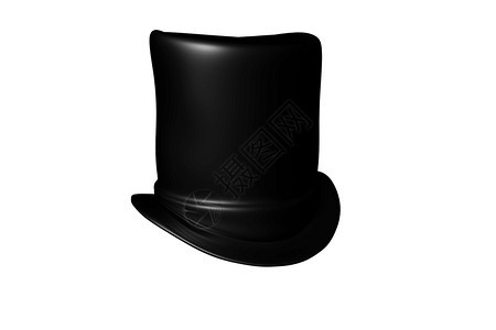 黑色顶帽子3D隔离在白色背景上图片