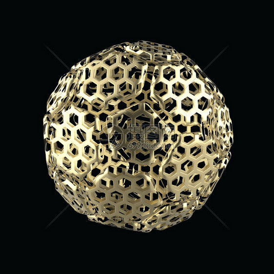 金球3D以黑色背景隔离金球以黑色背景隔离图片