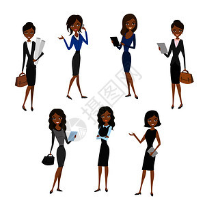 装有办公室服的妇女身着商业服装的美女矢量说明身着办公室服装的妇女图片