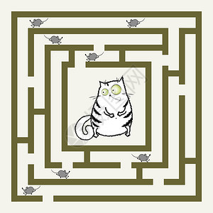 猫和老鼠的迷宫有趣卡通矢量说明猫和老鼠的迷宫图片