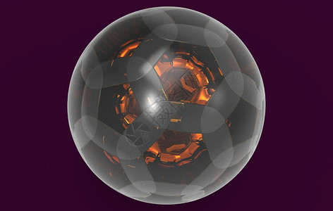 玻璃球3D以紫色背景隔离图片