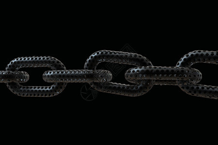 金属链3d以黑色背景隔离图片