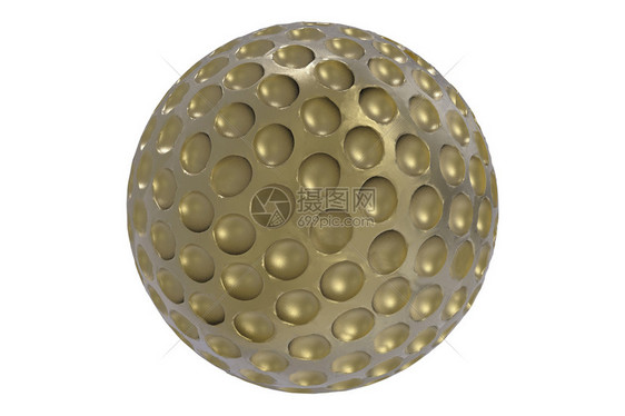 金高尔夫球3D以白色背景隔离以白色背景隔离图片