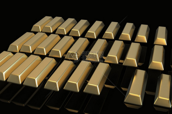 堆叠的金块条3d形成黑金融概念堆叠的金块条融概念图片