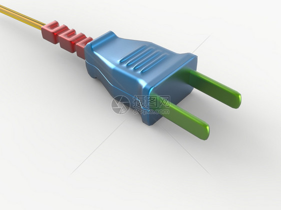 白背景上孤立的3d插入的颜色彩我们样式插头图片