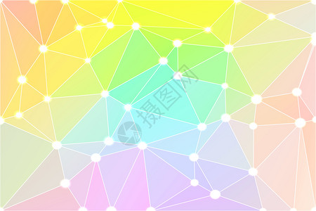 彩虹光抽象的低度多元几何背景带有白色三角网格和无焦点灯光图片