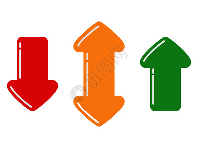 绿黄欧美风花纹红色绿和黄箭头向上下不同方双箭头插画