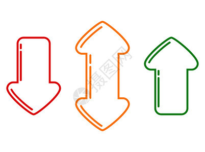 红色绿和黄箭头向上下不同方双的线条图片