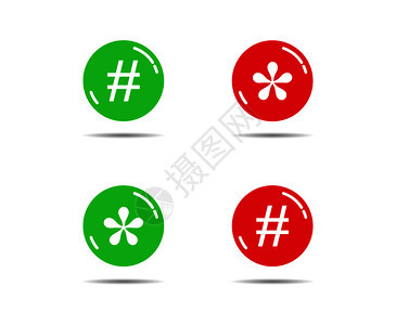带有星号和条形的绿色红按钮图片