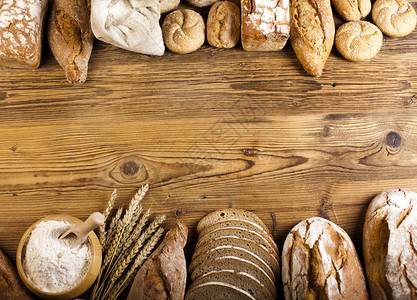 不同种类的面包天然多彩的音调图片