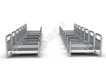 空医院床3D使白背景被隔离空医院床覆盖图片