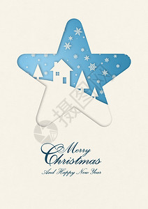 恒星框中冬季风景恒星框中圣诞冬卡图片