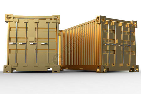 在白色背景上隔离的两个货运集装箱的三维渲染两个货运集装箱的三维渲染图片