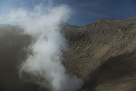 位于伊温火山雅瓦因多尼西亚火山弹坑中的硫酸湖图片