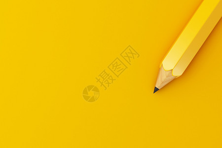 3个插图黄色背景的铅笔教育概念图片