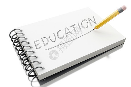 3d插图螺旋夹笔记本用铅注的教育文孤立的白色背景图片