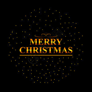 金色的画像圣诞快乐在一个金色的灰尘黑背景的球里图片