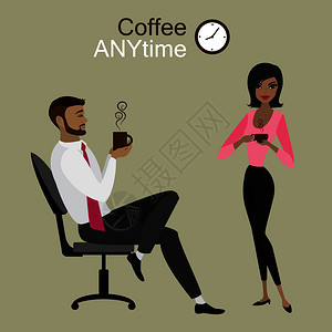商人喝咖啡时间休息和放松图片