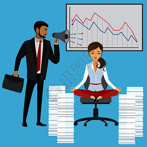 女经理或办公室工作人员商业压力概念病媒说明图片
