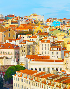 lisbon的旧城镇结构视图portugal图片
