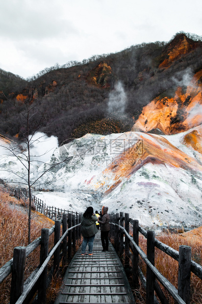 希戈库达尼语为英在日本北海道Nobrietsu的谷活火山热弹坑图片