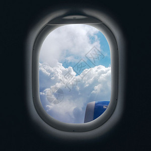 飞机窗外的云和涡轮风景图片