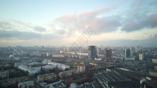 城的基辅空中风景城市和天美景清晨有云鸟眼景城风图片
